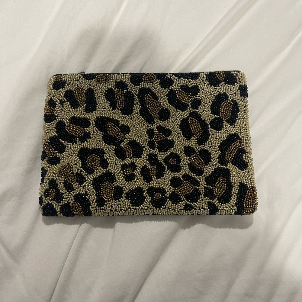 Leopard Print Sequin Clutch Bag